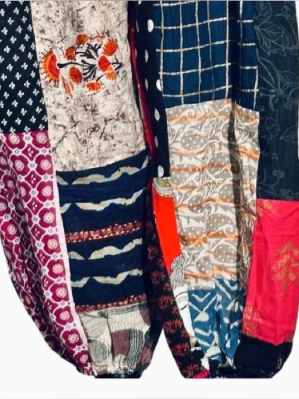 100% Cotton JACKPOT Colorful Patchwork Harem Pants Boho Bohemian Yoga Medium - Picture 10 of 15